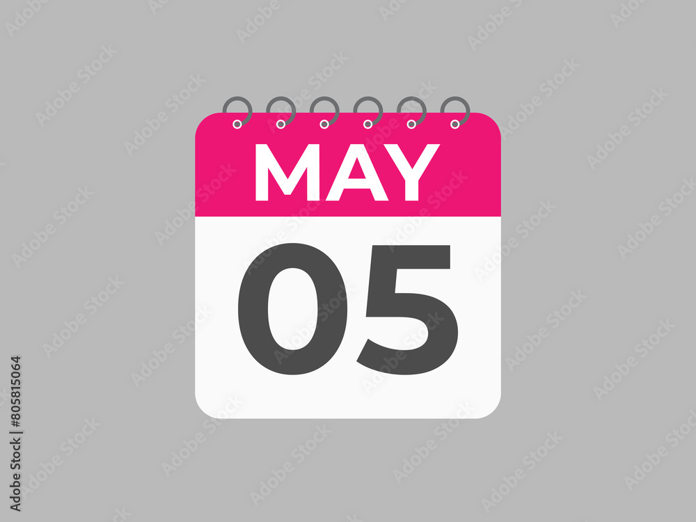 May 5 calendar reminder. 5 May daily calendar icon template. Calendar 5 May icon Design template. Vector illustration
May 5 calendar reminder. 5 May daily calendar icon template. Calendar 5 May icon Design template. Vector illustration