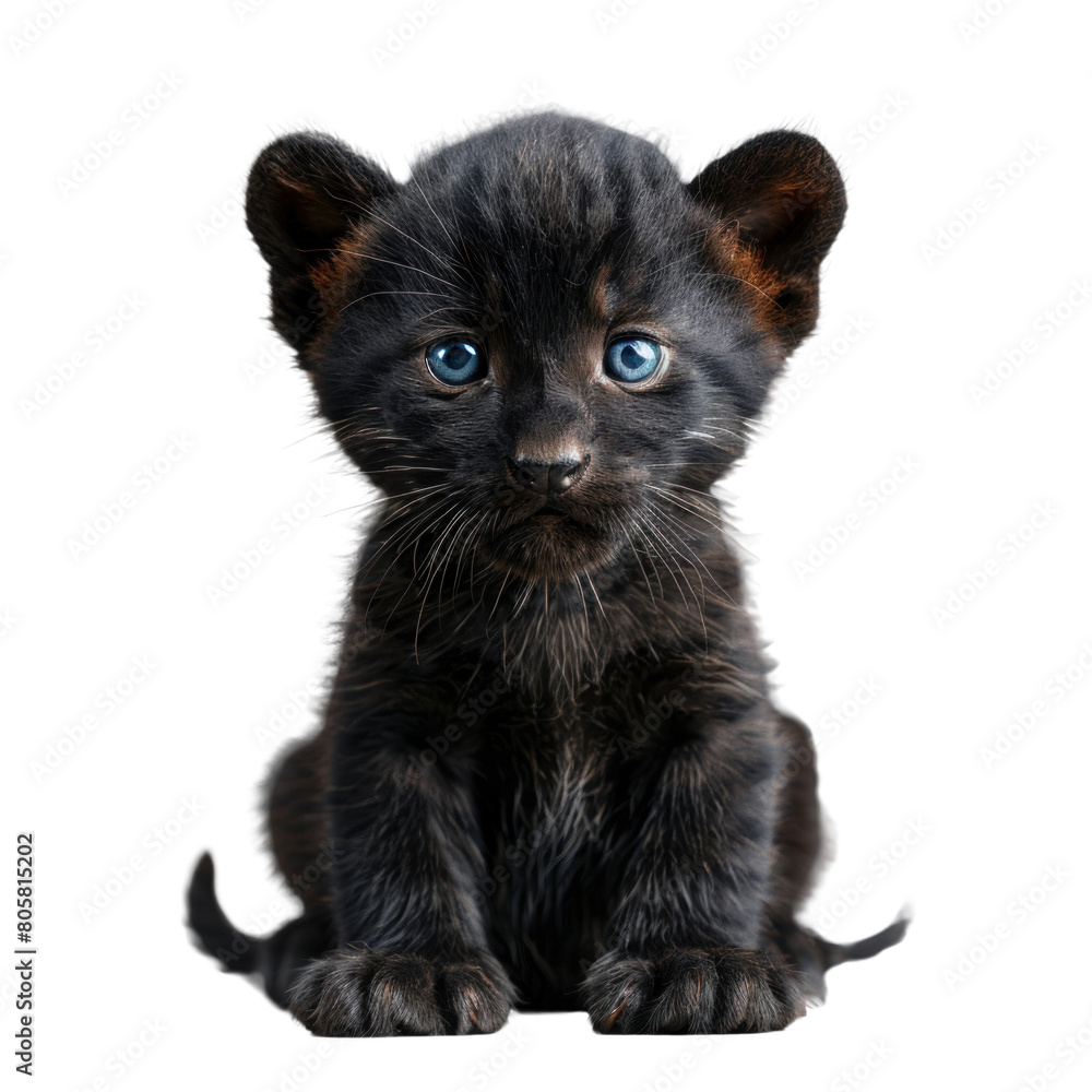 A baby panther isolated on a transparent background