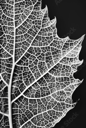 Intricate network of veins on the underside of a tree leaf, with their branching patterns and delicate textures creating a mesmerizing minimalist composition