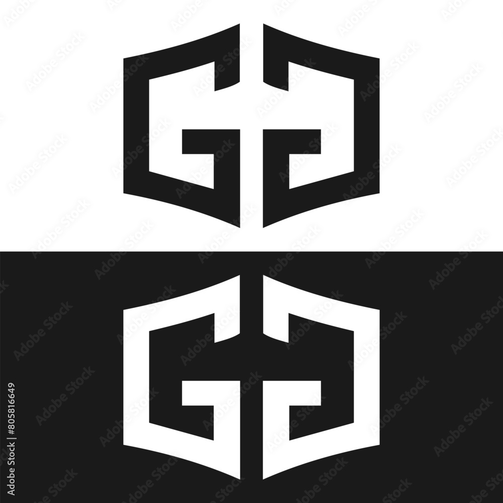 Obraz premium GG set ,GG logo. G G design. White GG letter. GG, G G letter logo design. Initial letter GG letter logo set, linked circle uppercase monogram logo. G G letter logo vector design. 