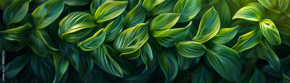 Obraz premium Swirling patterns of green leaves stretching towards the sky