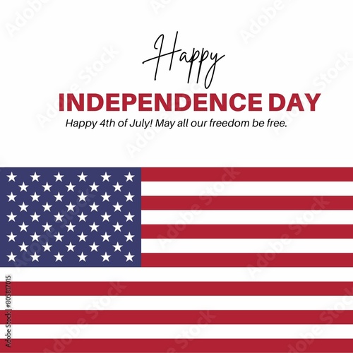 Happy Independence Day USA 4th July poster or banner template , United States of America independence day Red and blue 