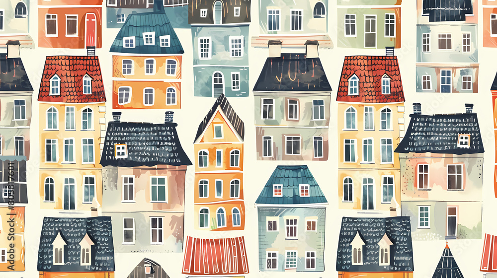 City horizontally seamless pattern with roofs vector image