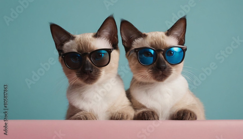 Cool Cats in Sunglasses - Trendy Feline Fashion Photoshoot photo