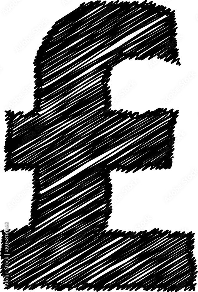 Sketch Currency font vector shape Sketch Currency font vector shape