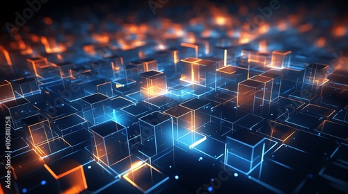 Abstract 3D cyberspace grid, digital storage concept, modern tech background