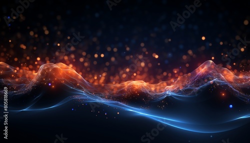 Waving particle flow, hitech background, abstract dots for business card design