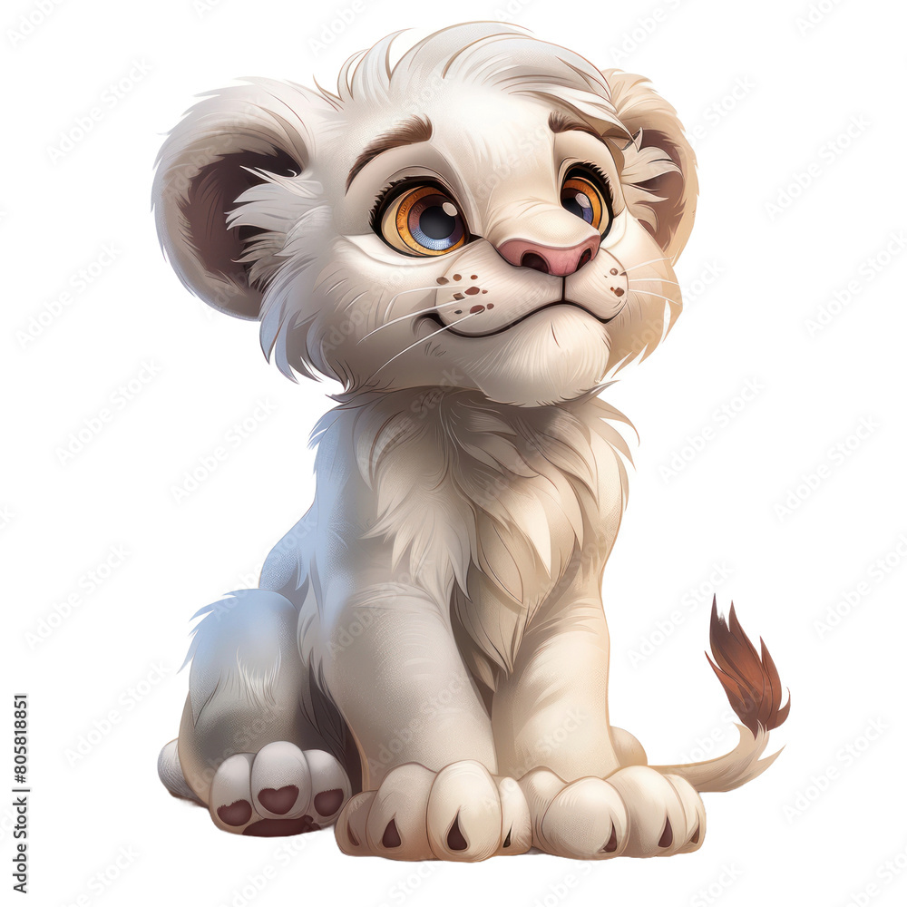 Fototapeta premium White lion isolated on a transparent background