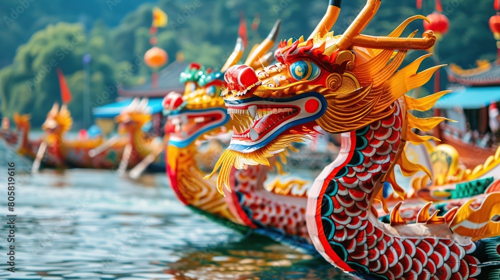 Rhythmic Beats and Dragon Boats. Dragon Boat Festival Thrills. Generative Ai