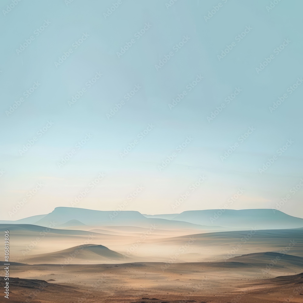 Desert landscape at dawn captures the quiet solitude of expansive sandy terrains, Sharpen banner template with copy space on center