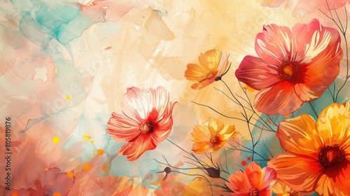 Wallpaper Mural Watercolor of bright colors on an abstract background. Torontodigital.ca