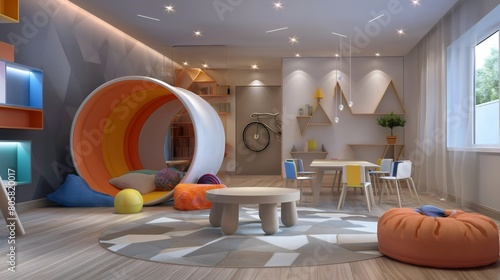 Welcome to Wonderland: A Modern Children's Room Abuzz with Colorful Toys and Creative Play Spaces