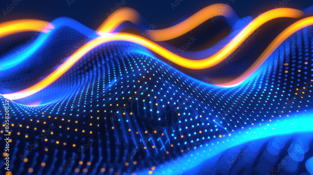 Blue Glow Abstract Background with Glowing Lines and Halftone Dots Blue Glow Abstract Background with Glowing Lines and Halftone Dots