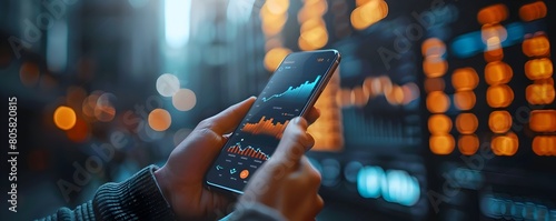 Financial Technology App on Smartphone Displaying Investment Returns and Analytics