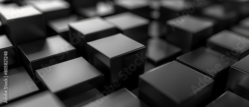 In this background, black cubes of different sizes create a pattern of white luxury and modern shapes, Sharpen 3d rendering background