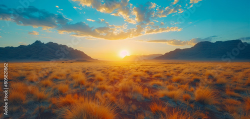 A beautiful sunset over a vast, empty field © Mr. Stocker