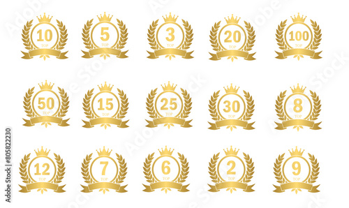 Golden top ranking, top list, top winner, top choice award