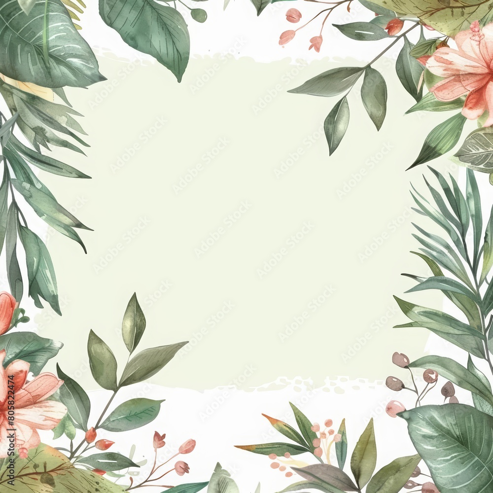 The medical template incorporates delicate botanical watercolor illustrations