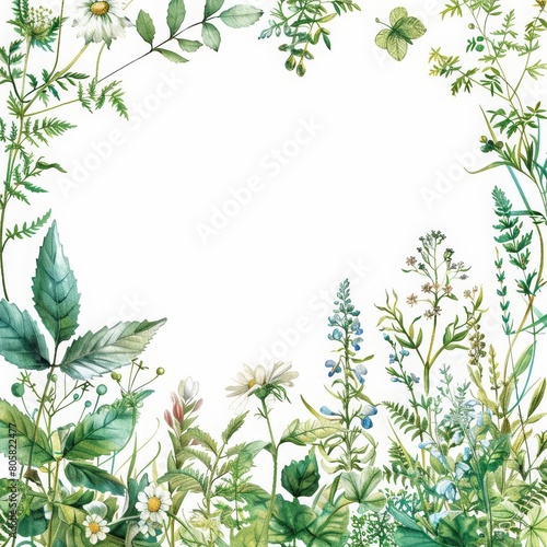 The medical template incorporates delicate botanical watercolor illustrations