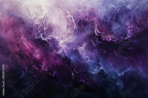 A cosmic gradient transitioning from metallic silver to rich plum, embodying the otherworldly hues of nebulae