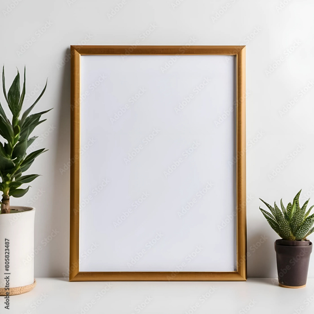 Office room mockup with white wall AI Office room mockup with white wall AI