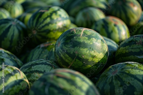 Fresh Watermelon Bounty: A Pile of Striped Juiciness in High Resolution