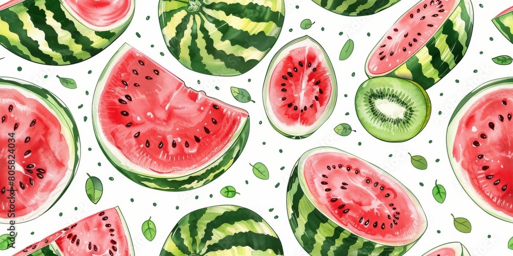 Vibrant Watermelon Slices on White - A Fresh Summer Background Vibrant Watermelon Slices on White - A Fresh Summer Background