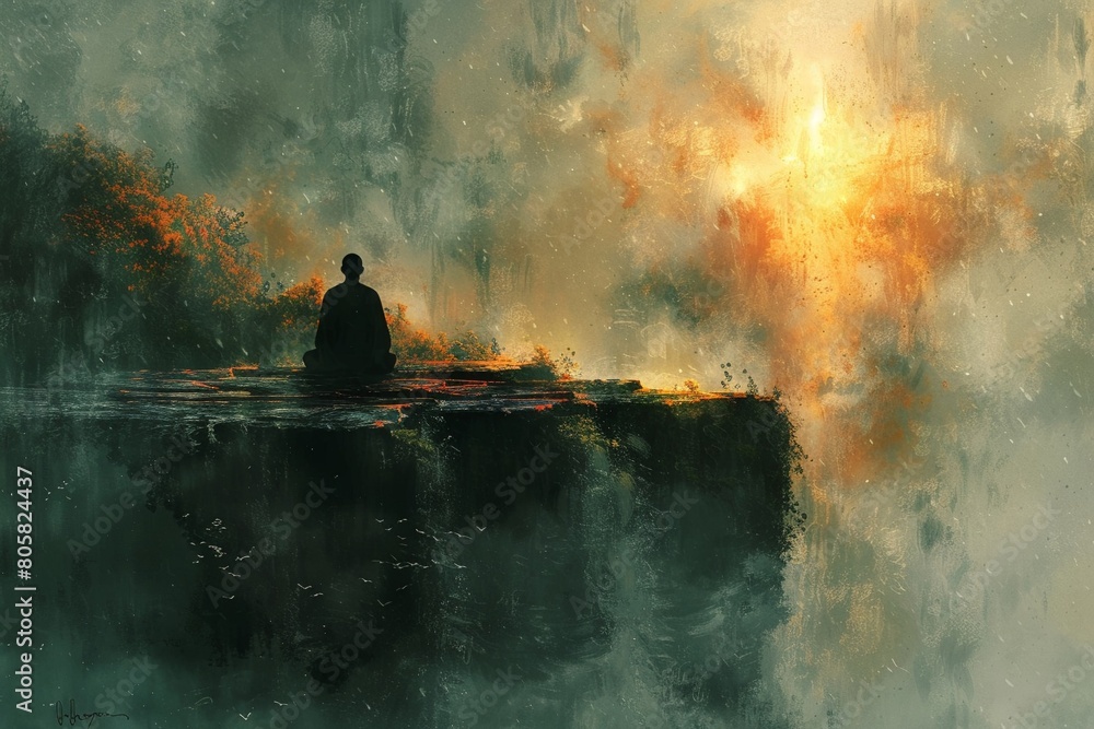 Create a serene artwork inspired by the theme of Worship God Create a serene artwork inspired by the theme of Worship God