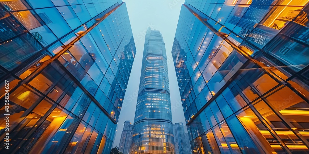 A glimpse of contemporary corporate structures in an advanced metropolis in Asia.
