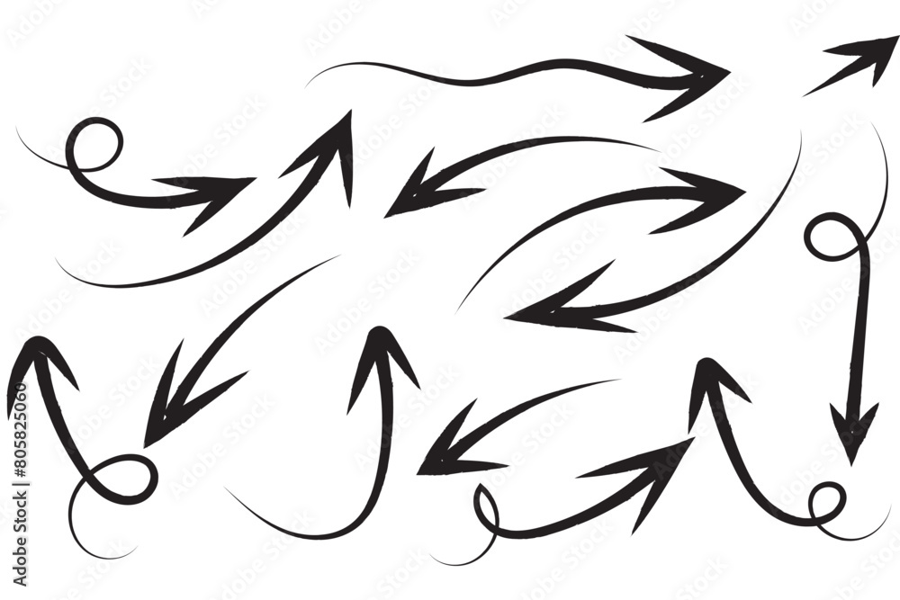 Hand drawn arrows symbol icons vector in transparent background Hand drawn arrows symbol icons vector in transparent background