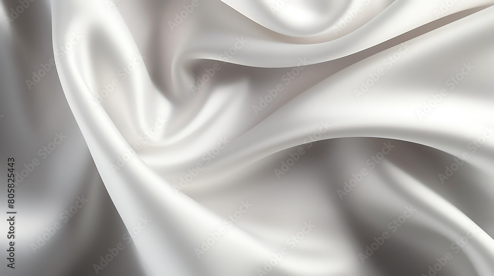 Close-up image of a smooth, white silk fabric highlighting the soft texture and gentle folds, ideal for luxury background or elegant material concepts.