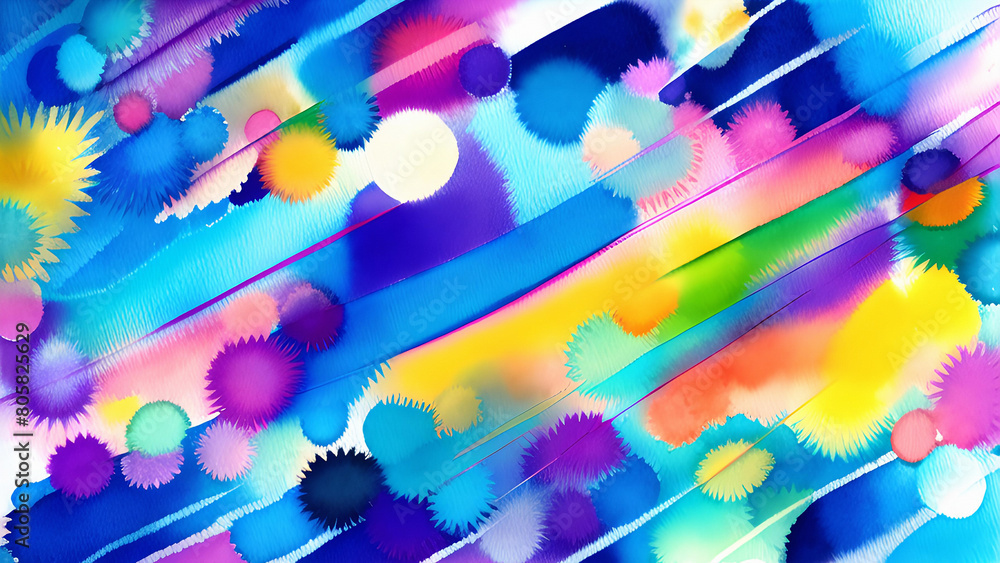 Abstract colorful watercolor splash brush pattern background, watercolor painting style, generative AI.