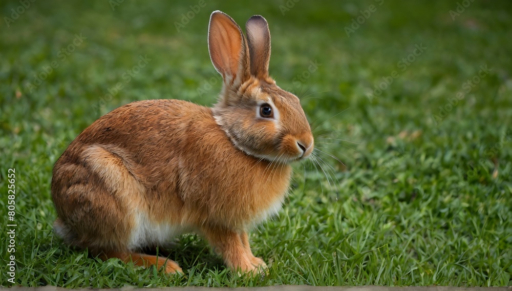 Brown rabbit on green grass in the park Brown rabbit on green grass in the park