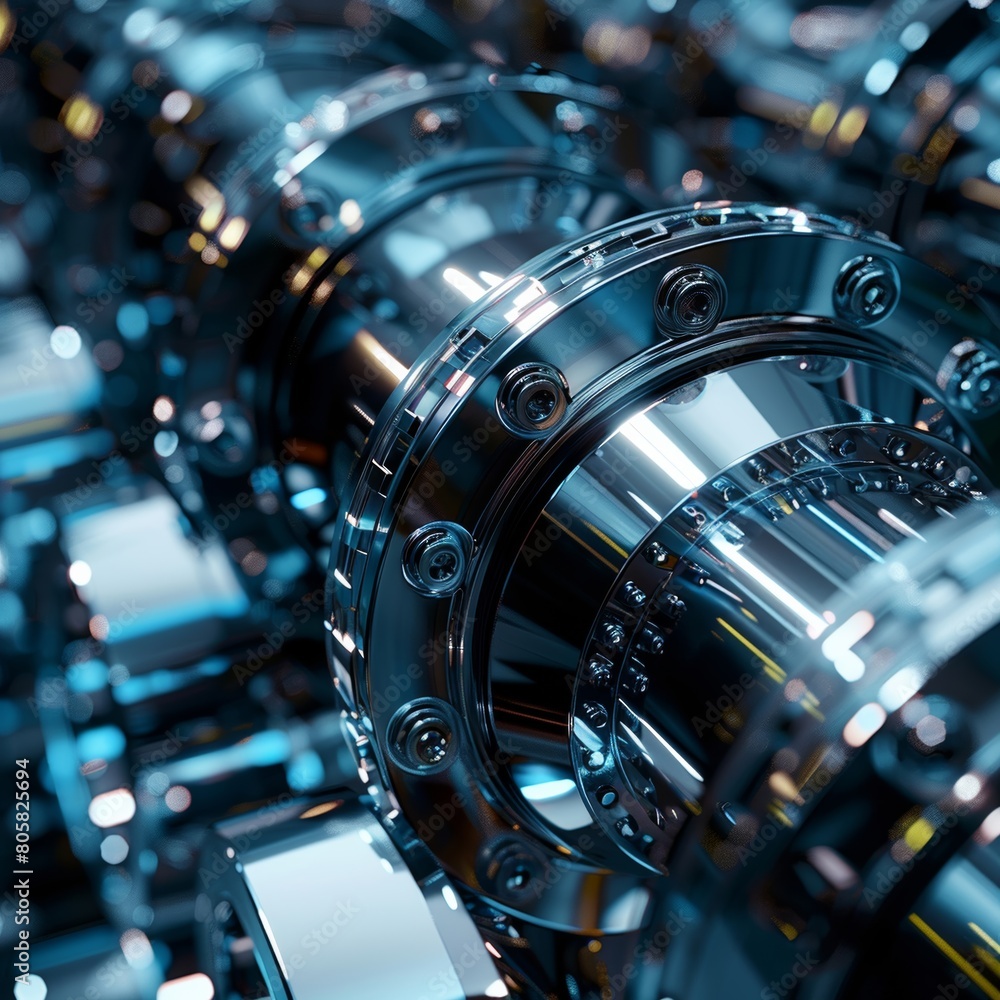 Fototapeta premium Emphasizing the smooth and polished appearance of industrial machinery made of metal