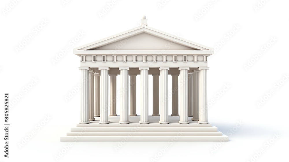 Elegant photo of a classic Greek temple model, with iconic Doric columns and a pediment, isolated on a white background, ideal for historical presentations or art projects. Elegant photo of a classic Greek temple model, with iconic Doric columns and a pediment, isolated on a white background, ideal for historical presentations or art projects.