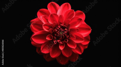 red dahlia. Flower on the black isolated background with clipping path. For design. Closeup. Nature,Red dahlia flower on a black background,Beautiful red flower on a black background  © Maria