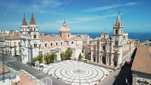 Bird's eye view of the city of Acireale, on the island of Sicily photo