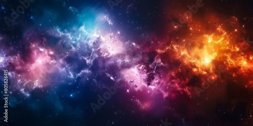 A colorful galaxy with a blue and orange line photo