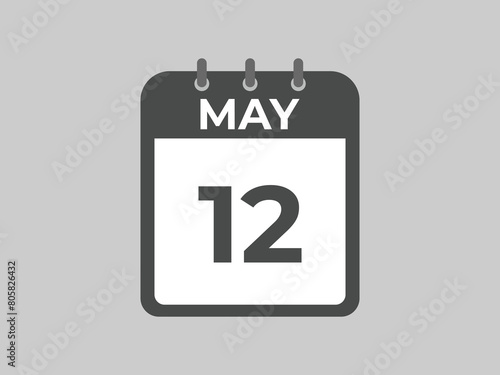 May12 calendar reminder. 12 Maydaily calendar icon template. Calendar 12 Mayicon Design template. Vector illustration
 photo