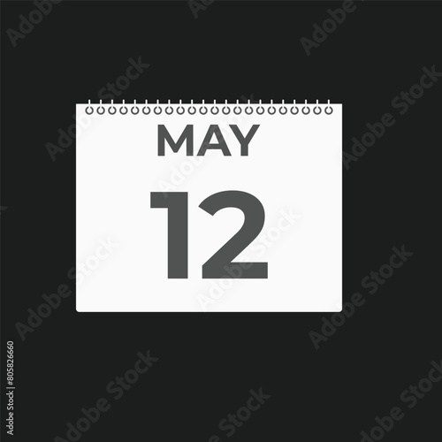 May12 calendar reminder. 12 Maydaily calendar icon template. Calendar 12 Mayicon Design template. Vector illustration
 photo