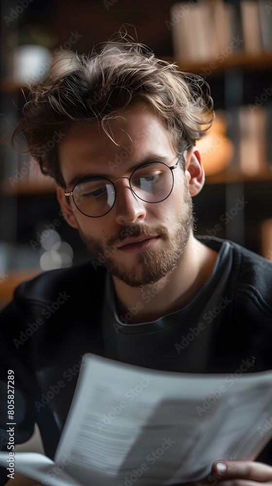 Thoughtful Professional Studying Financial Literature to Boost Investment Knowledge Thoughtful Professional Studying Financial Literature to Boost Investment Knowledge