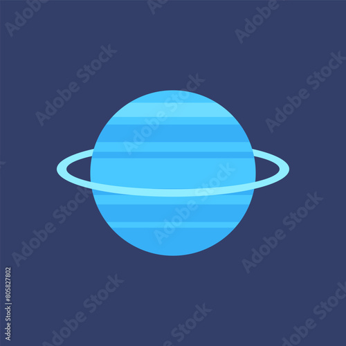 Planet uranus vector simple illustration. Illustration for solar system planet.