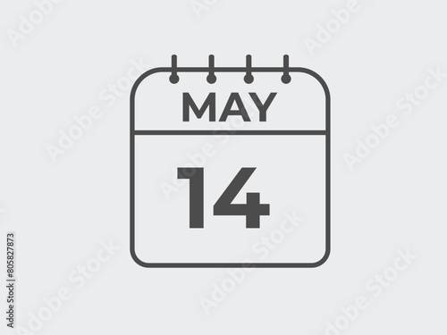 May 14 calendar reminder. 14 May daily calendar icon template. Calendar 14 May icon Design template. Vector illustration
