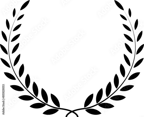 circular laurel foliate, wheat and oak wreaths depicting an award, achievement, heraldry, nobility Emblem floral Greek branch