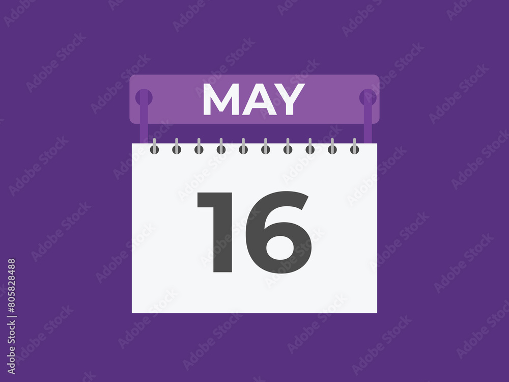 May 16 calendar reminder. 16 May daily calendar icon template. Calendar 16 May icon Design template. Vector illustration
May 16 calendar reminder. 16 May daily calendar icon template. Calendar 16 May icon Design template. Vector illustration