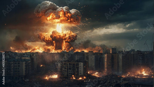 Apocalyptic Vision  Illustrating the Devastating Impact of a Nuclear Bomb Explosion in a City  Conveying the Grim Reality of the End of the World