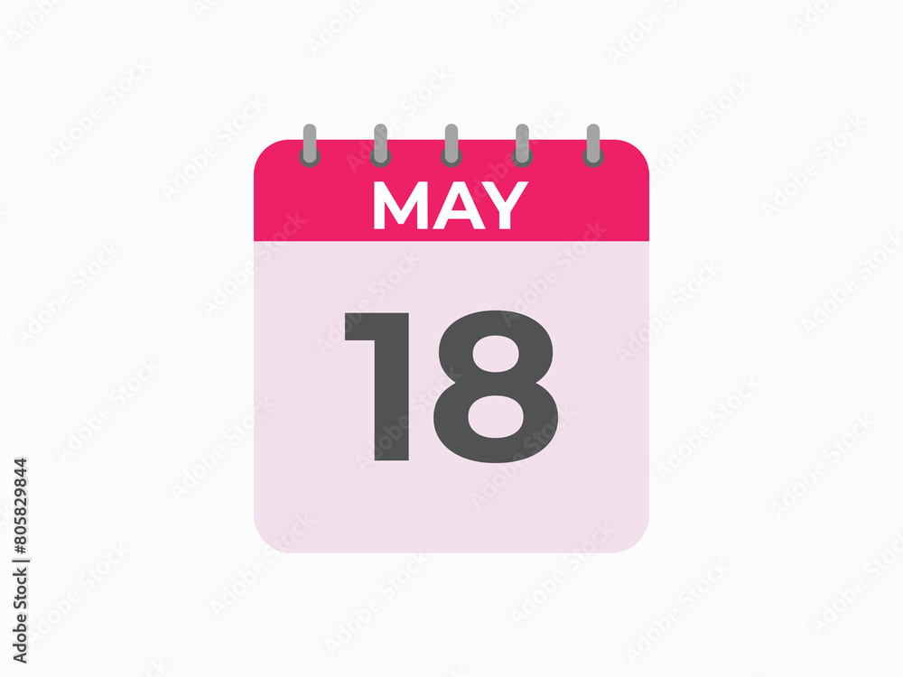 May 18 calendar reminder. 18 May daily calendar icon template. Calendar 18 May icon Design template. Vector illustration
May 18 calendar reminder. 18 May daily calendar icon template. Calendar 18 May icon Design template. Vector illustration