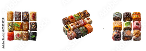 set of colorful Chushi Japanese Food on transparent background cutout, PNG file