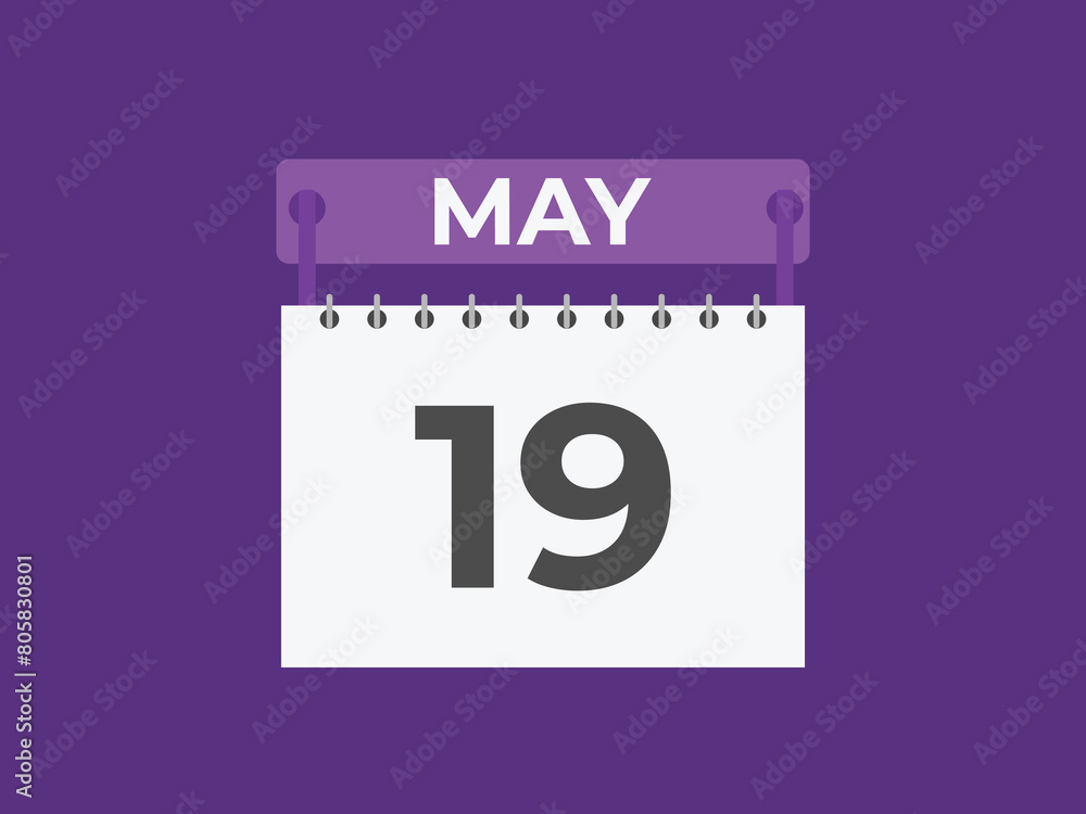 May 19 calendar reminder. 19 May daily calendar icon template. Calendar 19 May icon Design template. Vector illustration
May 19 calendar reminder. 19 May daily calendar icon template. Calendar 19 May icon Design template. Vector illustration