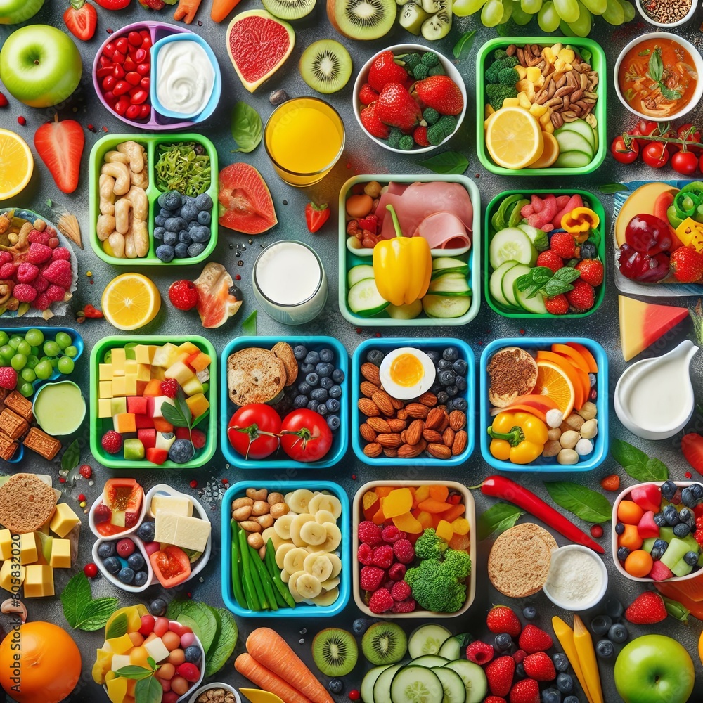 A set of products in different plates A set of products in different plates